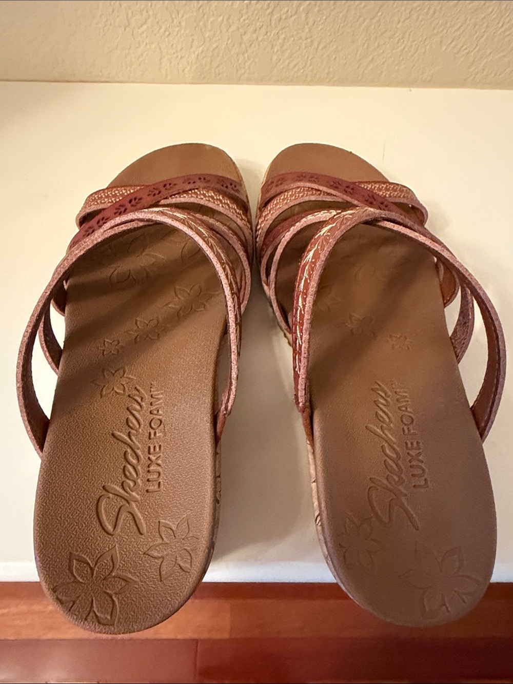 Skechers Brown Multi-Strap Wedge Sandals - Picture 7 of 16